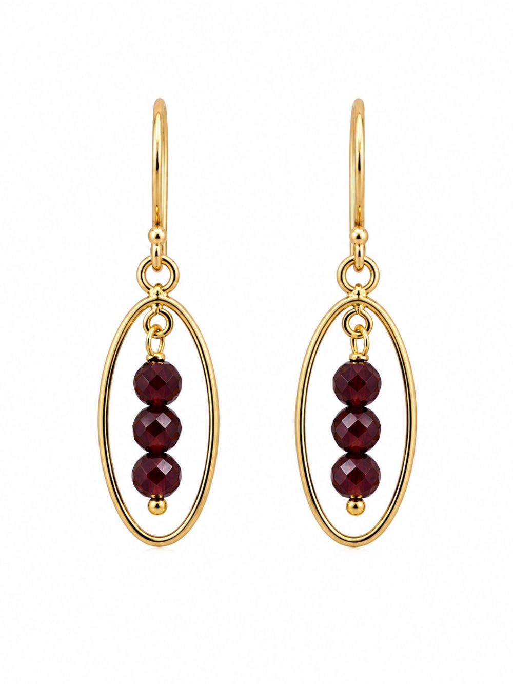 HK070 Purple Garnet Gold Chandelier Earrings